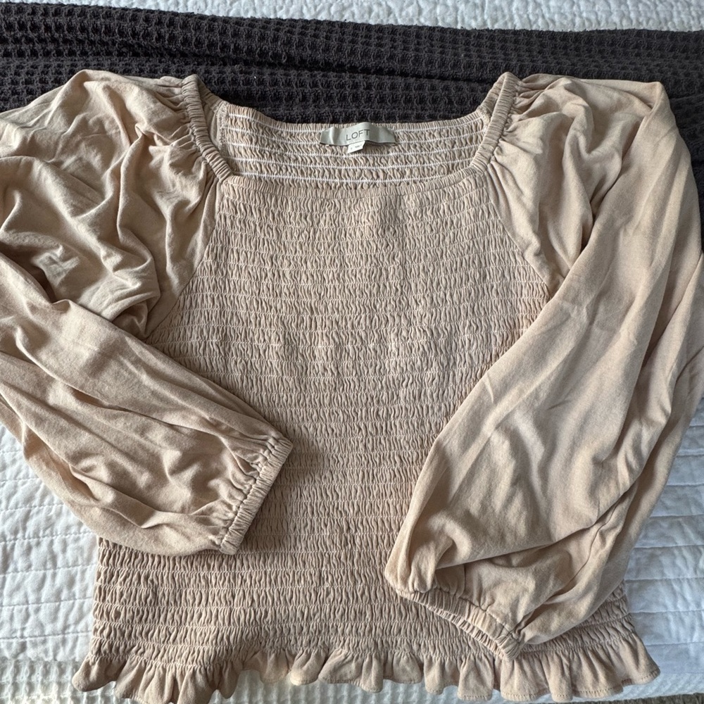 Women's Cream Smocked Top